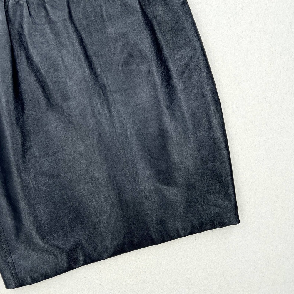 VINTAGE UNGARO PARALLELE PARIS Leather Skirt Womens Small XS Blue Metallic - Picture 5 of 13